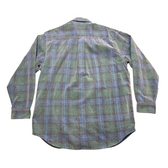 Orvis Mens Green & Blue Plaid Button Up Textured Shirt Size L Cotton - Picture 2 of 7